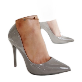 Stiletti in vernice grigio scuro con inserto in pelle Jadoin