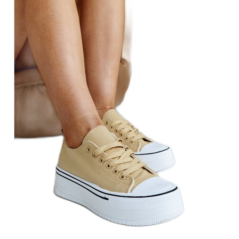Sneaker beige scuro con spessa suola Bahira