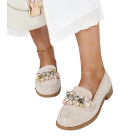 Mocassini beige chiaro con decori Dahera
