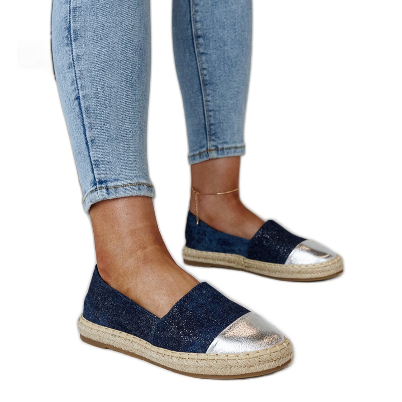 Espadrillas Surana blu navy e argento lucido