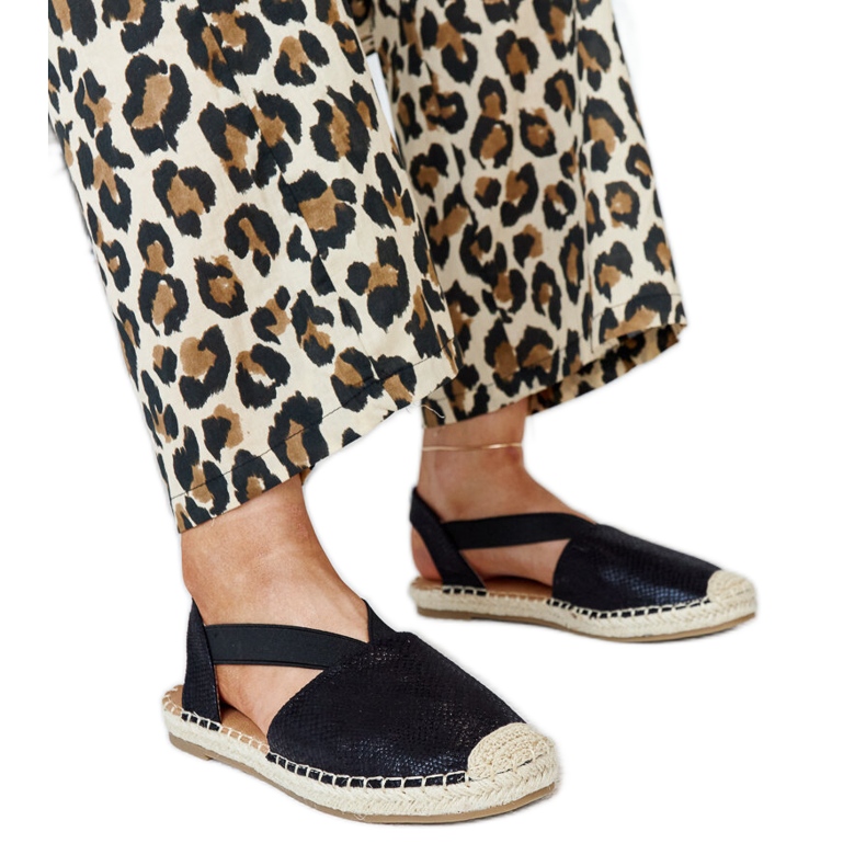Espadrillas nere con tacco aperto Tharna nero