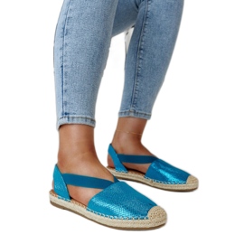 Espadrillas blu con tacco aperto Tharna