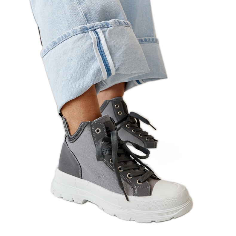 Sneakers alte Nura grigie con rientranze grigio