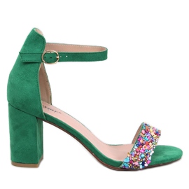 Sandali Valentine Green con tacco alto e pietre verde