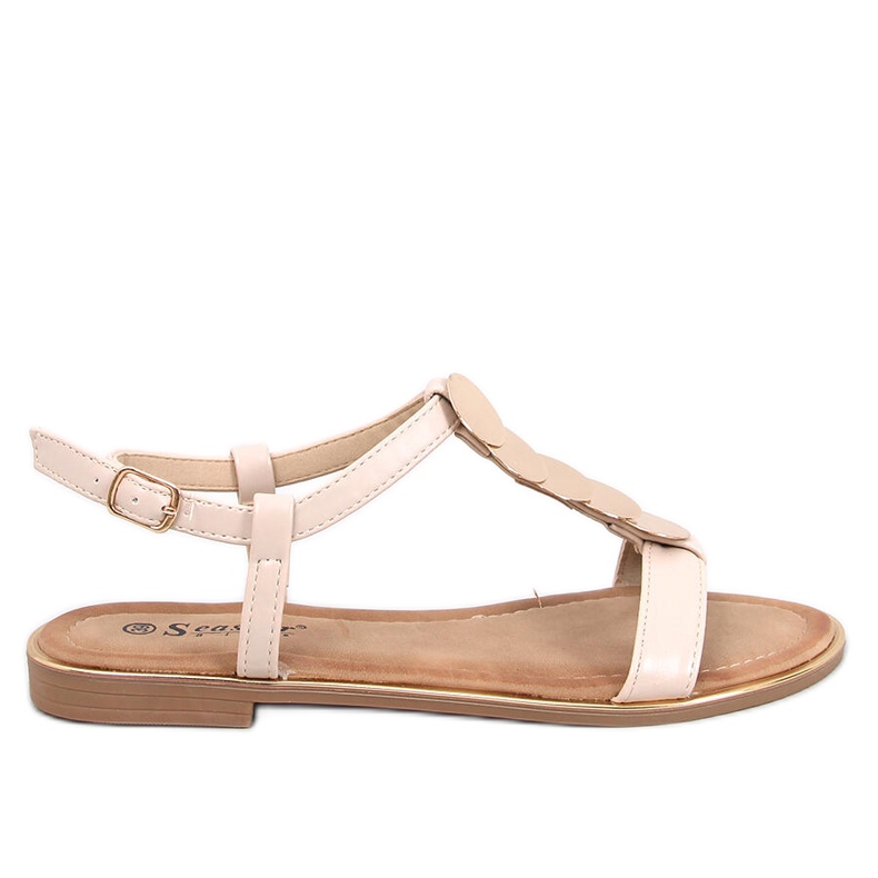 Ennes Sandali beige con decorazione oro