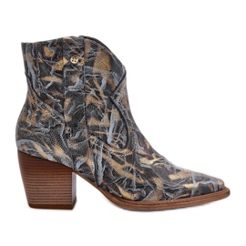 Stivali da cowboy in pelle da donna con tacco alto Maciejka 05776-13 Blu