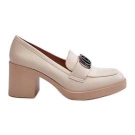 Jezzi Scarpe Con Tacco Alto Da Donna Con Decorazione, Beige Nedarea