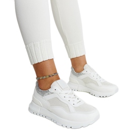 Sneakers bianche con plateau e glitter Evelia bianca