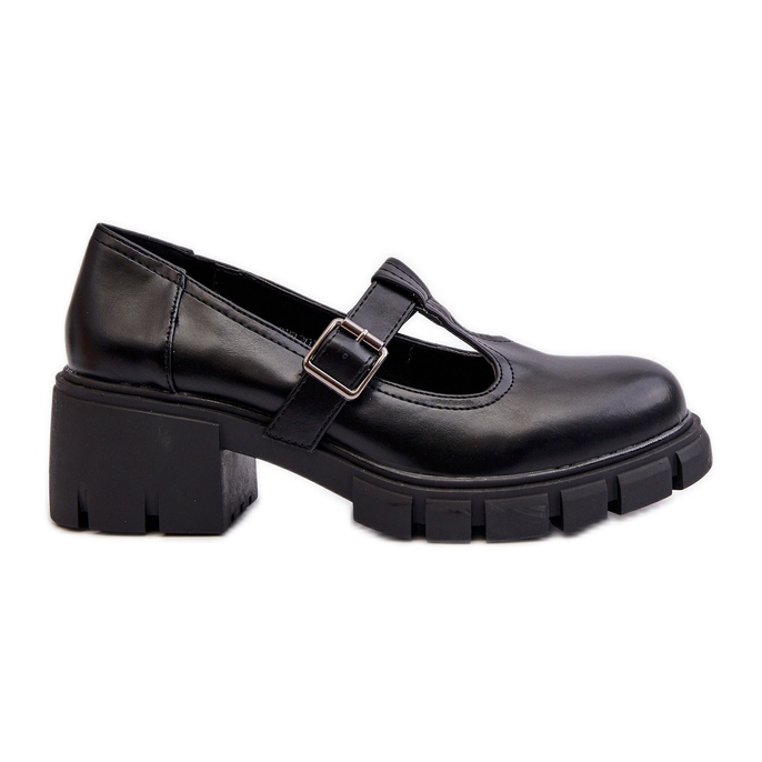 Jezzi Scarpe Da Donna In Eco Pelle Con Plateau E Blocco, Nero Emelna