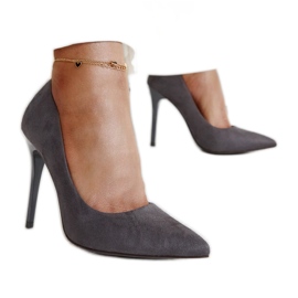 Decollete grigio scuro con inserto in pelle Amedie