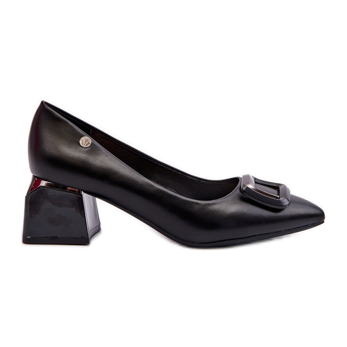 Vinceza Décolleté con tacco largo e decorazione, Eco Pelle, Sarala Nera nero
