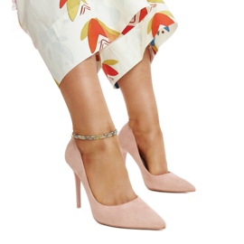 Decolleté rosa con inserto in pelle Amedie