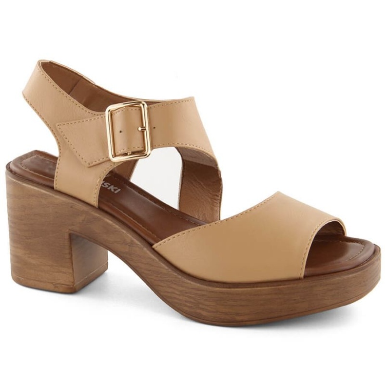 Sandali con tacco e plateau M.Daszyński W SAN37B cammello marrone