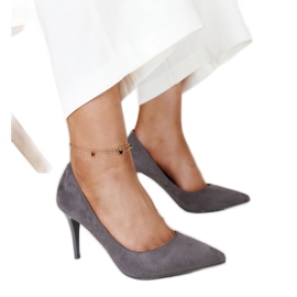 Decollete grigie con inserto in pelle Paume grigio
