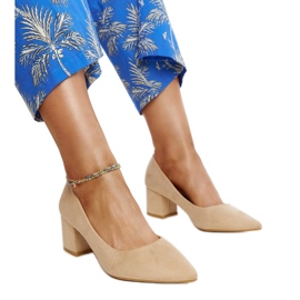 Décolleté beige a tacco alto con inserto in pelle Paris