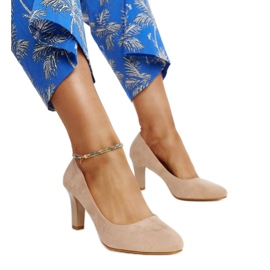 Décolleté beige a tacco alto con inserto in pelle di Lalande