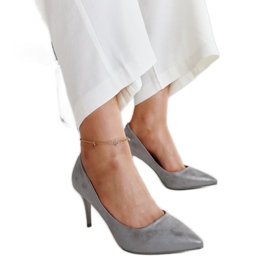 Scarpe con tacco grigio metallizzato con soletta in pelle di Soissons
