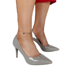 Stiletto in vernice grigia con inserto in pelle Alsacea grigio