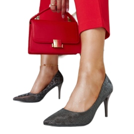 Decollete lucide grigie con inserto in pelle di Manna grigio