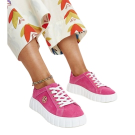 Sneakers in pelle rosa scuro con strass Stradone