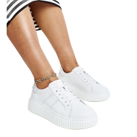 Scarpe in pelle blu con fibbia decorativa bianco