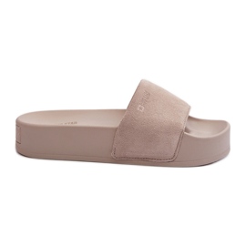 Ciabatte in pelle scamosciata da donna sulla piattaforma Big Star NN274A671 Beige