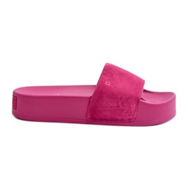 Ciabatte in pelle scamosciata da donna sulla piattaforma Big Star NN274A672 Fucsia rosa