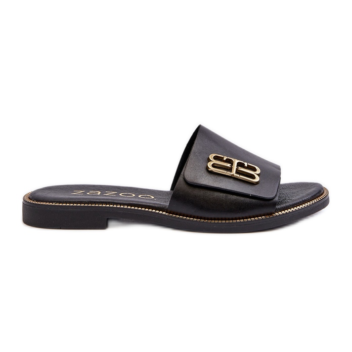 Zazoo 40384 Infradito eleganti in pelle da donna, nere nero