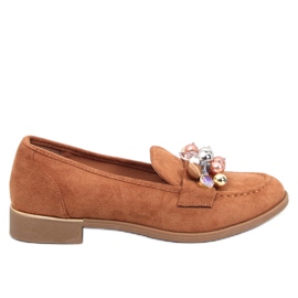 Mocassini Anselme Camel con pietre marrone