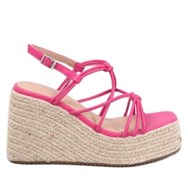 Pascai Sandali espadrillas con zeppa fucsia rosa