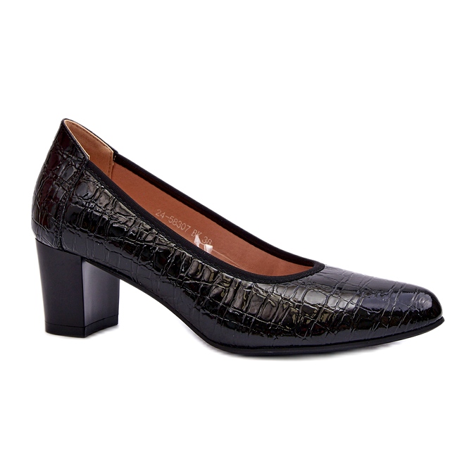 Vinceza Décolleté in vernice con goffratura nera nero