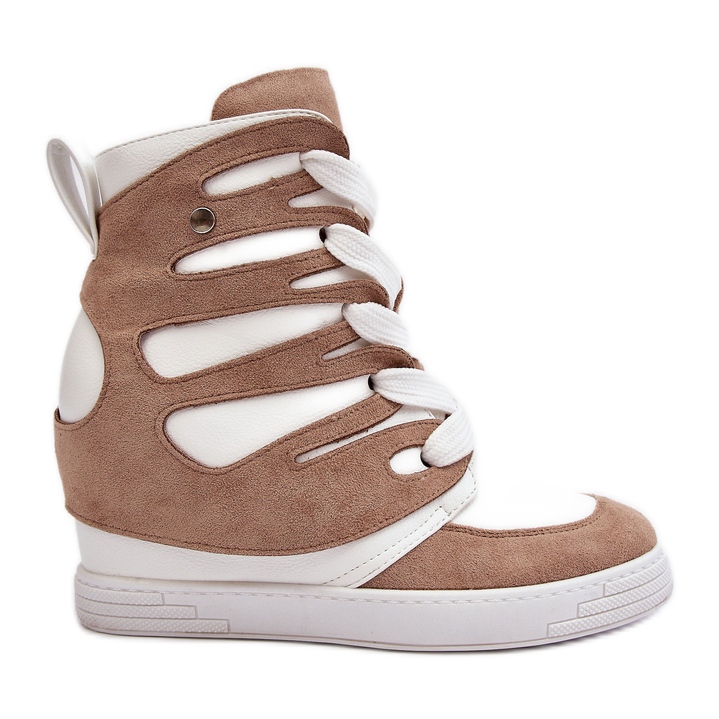 Stivaletti con zeppa in pelle beige Amria