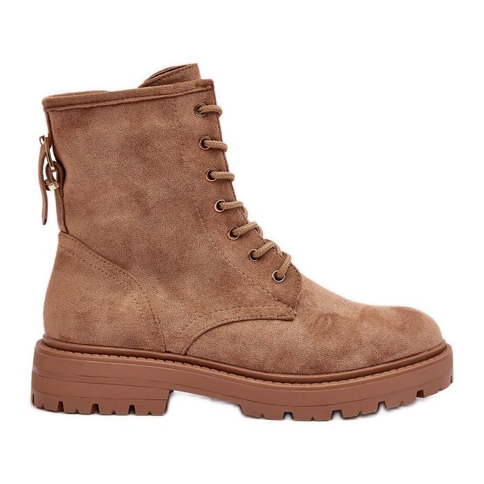 Stivali Worker Da Donna Con Cerniera, Marrone Chiaro, Ninsuni