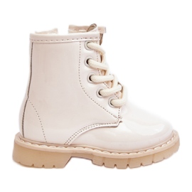 Stivaletti da bambino in vernice con cerniera, Beige Tibbie