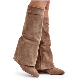 Stivali con zeppa nascosta Pattia beige da donna
