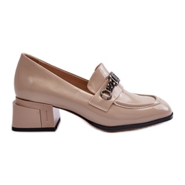 Décolleté in pelle verniciata su blocco beige S.Barski MR38-960