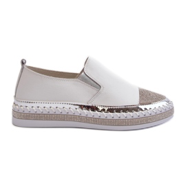 S.Barski Scarpe da Donna in Pelle con Plateau Bianche D&amp;A LR370 bianco