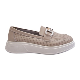 Mocassini in pelle da donna con plateau Beige S.Barski LR720