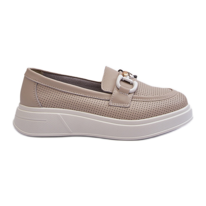 Mocassini in pelle da donna con plateau Beige S.Barski LR720