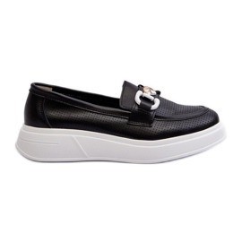 Mocassini in pelle da donna con plateau Neri S.Barski LR720 nero