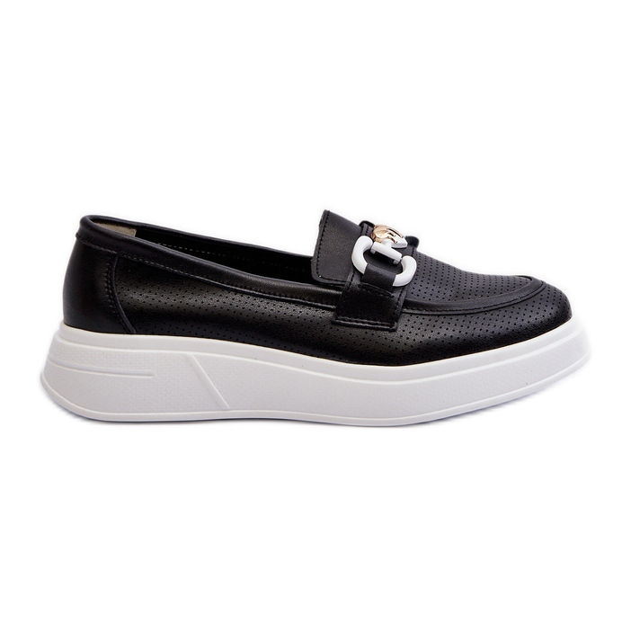 Mocassini in pelle da donna con plateau Neri S.Barski LR720 nero
