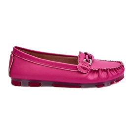 Mocassini da Donna in Pelle Con Decoro Fucsia S.Barski LR339 rosa