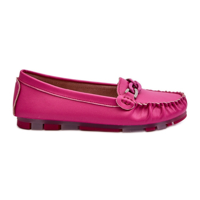 Mocassini da Donna in Pelle Con Decoro Fucsia S.Barski LR339 rosa