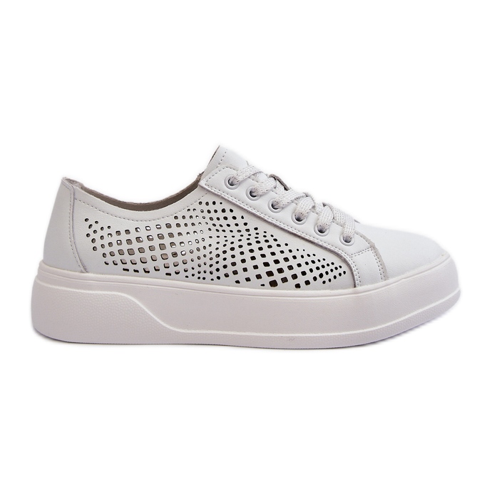 Sneakers da Donna in Pelle con Plateau Bianche S.Barski LR505 bianca