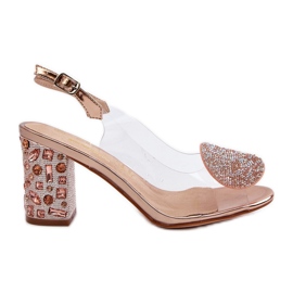 S.Barski Sandali trasparenti con tacco alto in oro rosa D&amp;A MR38-812