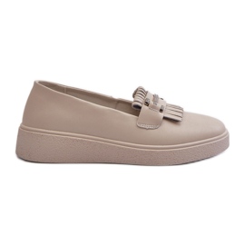 Mocassini Leggeri in Pelle da Donna con Plateau Beige S.Barski LR590