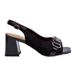 S.Barski Sandali con tacco alto da donna con decorazione, neri D&amp;A MR38-659 nero