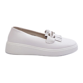 Mocassini Leggeri In Pelle Da Donna Su Platform Bianco S.Barski LR590 bianca
