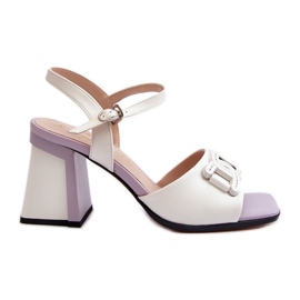 S.Barski Sandali Eleganti Con Tacco Alto Con Decorazione, Bianco D&amp;A MR38-156