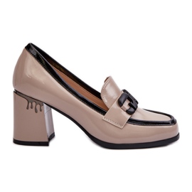 S.Barski Décolleté da donna con tacco alto in vernice beige D&amp;A MR38-973